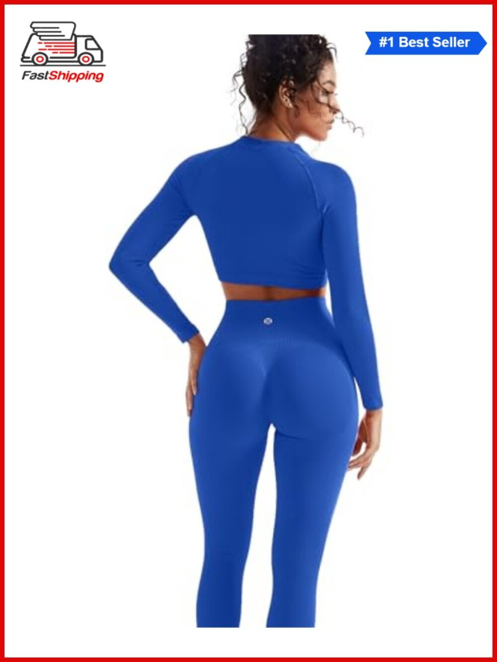 ✨ SUUKSESS 2 Piece Workout Set Hidden Scrunch Seamless Leggings Crop Top